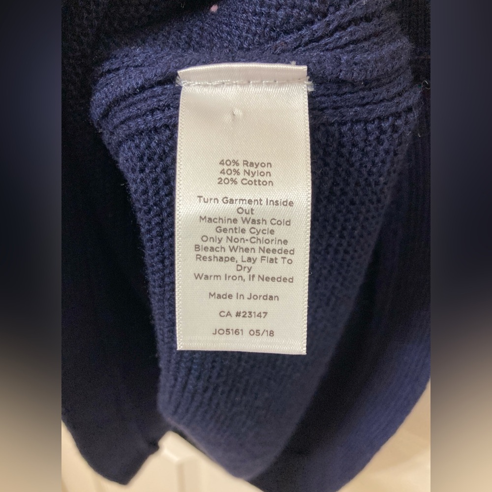 Talbots Women’s Navy Blue Scoop Neck Cotton Blend Knit Sweater Tunic XL Coastal - Picture 7 of 9
